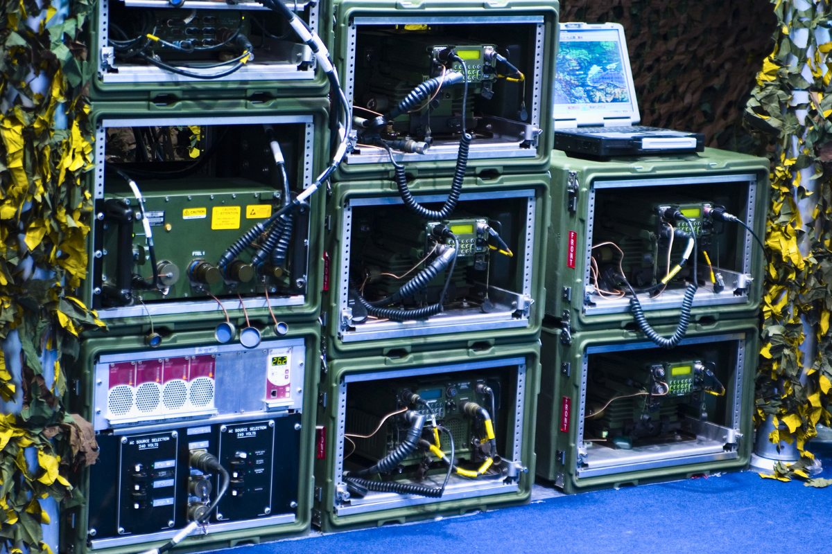 Rack-mounted military communications systems
